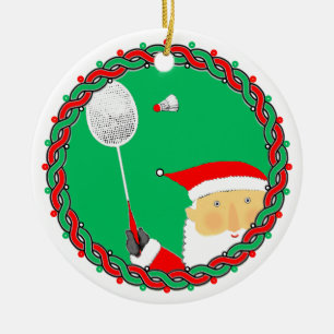 Badminton Holiday Gift Ceramic Ornament