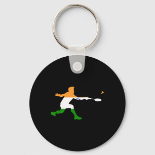 Badminton Indian Flag Racquet Shuttle Men Player Key Ring
