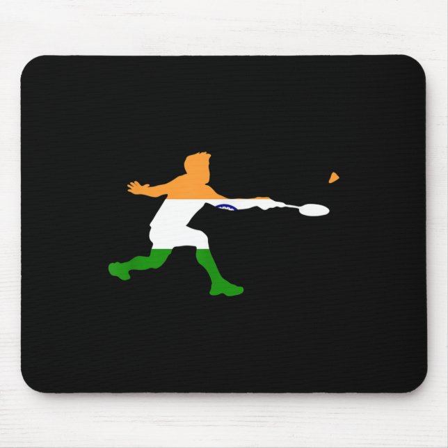 Badminton Indian Flag Racquet Shuttle Men Player  Mouse Mat (Front)