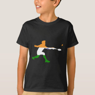 Badminton Indian Flag Racquet Shuttle Men Player T-Shirt