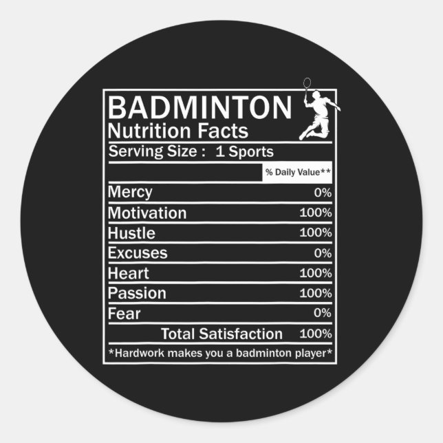 Badminton Ingredients Label Funny  (Front)