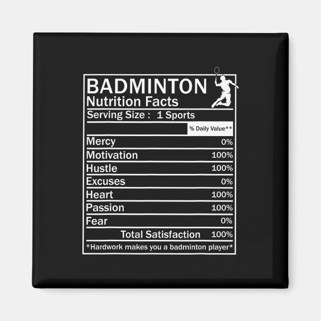 Badminton Ingredients Label Funny  Magnet (Front)