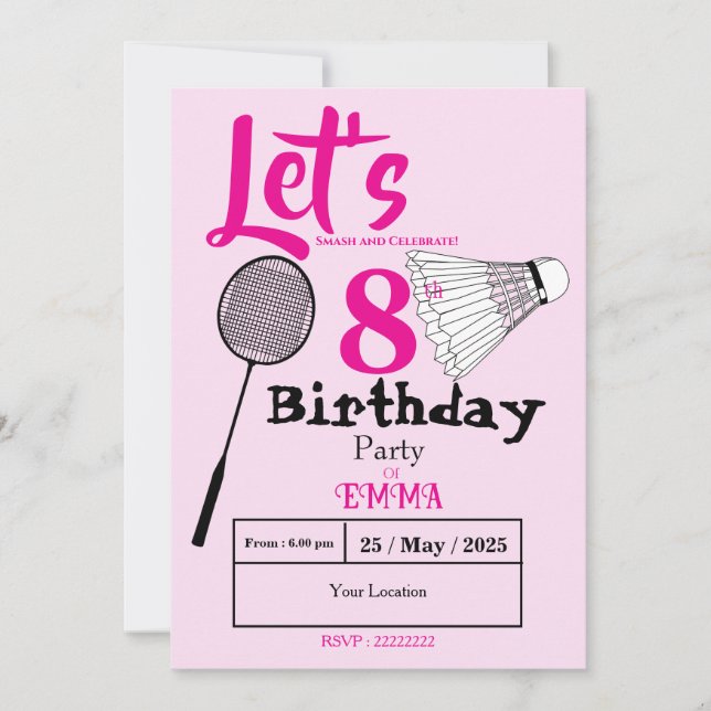 Badminton  invitation (Front)