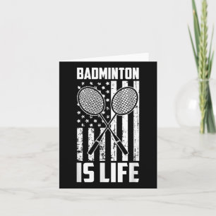 Badminton Is Life - Vintage Usa American Flag Card