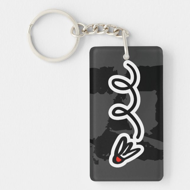 Badminton keychain with flying shuttle drawing (Front)