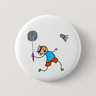 Badminton Kid 6 Cm Round Badge