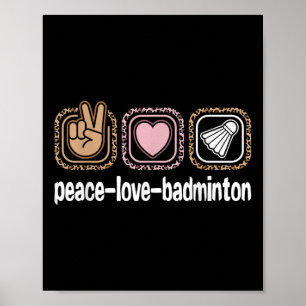 Badminton Leopard Print Women Girls Kid Peace Love