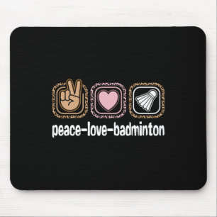 Badminton Leopard Print Women Girls Kid Peace Love Mouse Mat