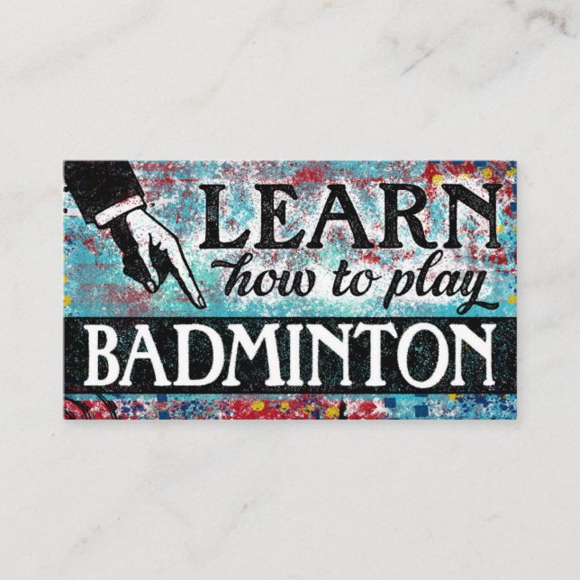 Badminton Lessons Business Cards - Blue Red (Front)