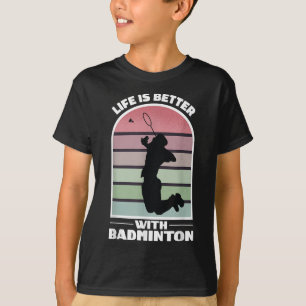 Badminton Life Funny Shuttle Retro Game  T-Shirt