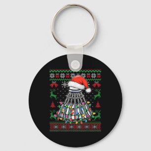 Badminton Lover Christmas Shuttle Santa Hat Funny Key Ring