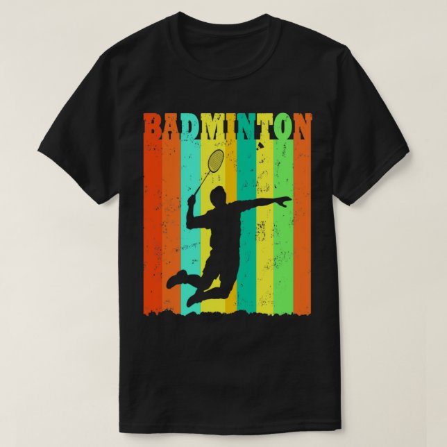 Badminton Lover Retro Sunset T T-Shirt (Design Front)