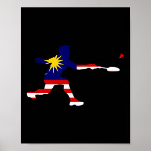 Badminton Malaysian Flag Racquet Shuttle Men Playe Poster
