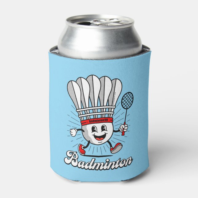 Badminton Mascot Classic Can Cooler (Can Front)