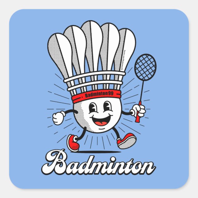 Badminton Mascot Classic Square Sticker (Front)