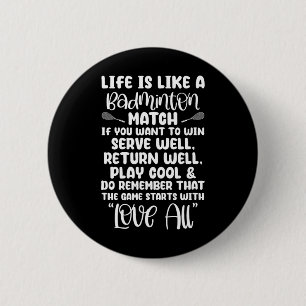 Badminton Match Sport Player Racket Shuttle Games 6 Cm Round Badge