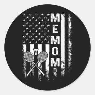 Badminton Memom American Flag Vintage Christmas Xm Classic Round Sticker