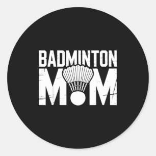 Badminton Mom Retro Women Badminton Lover Mommy Mo Classic Round Sticker