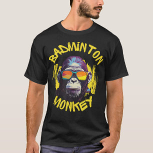 Badminton Monkey With Racquet Shuttlecock Jungle S T-Shirt