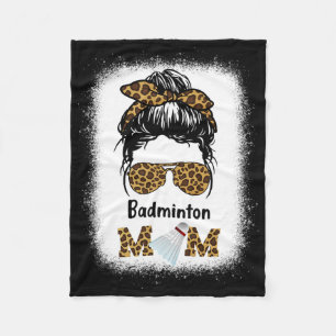 Badminton Mum Bleached Leopard Print Women Shuttle Fleece Blanket