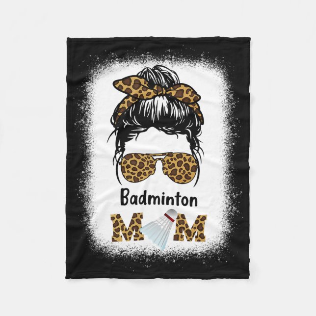 Badminton Mum Bleached Leopard Print Women Shuttle Fleece Blanket (Front)