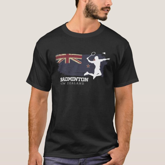Badminton New Zealand Net Games Player Badminton T-Shirt (Front)