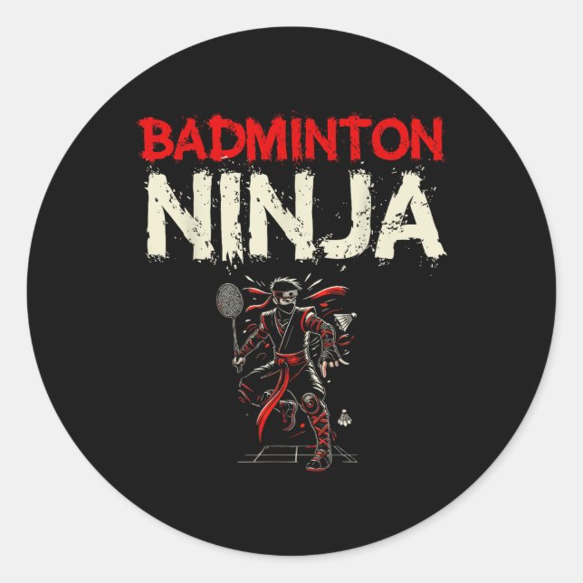 Badminton Ninja Shuttle  Classic Round Sticker (Front)