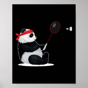 Badminton Panda Funny Sweet Sport Humour Shuttle A Poster