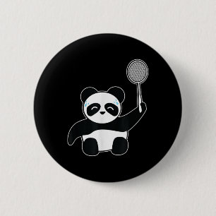 Badminton Panda Getting Sweaty 6 Cm Round Badge