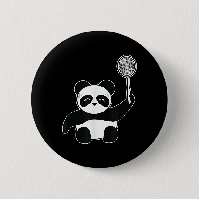 Badminton Panda Getting Sweaty  6 Cm Round Badge (Front)
