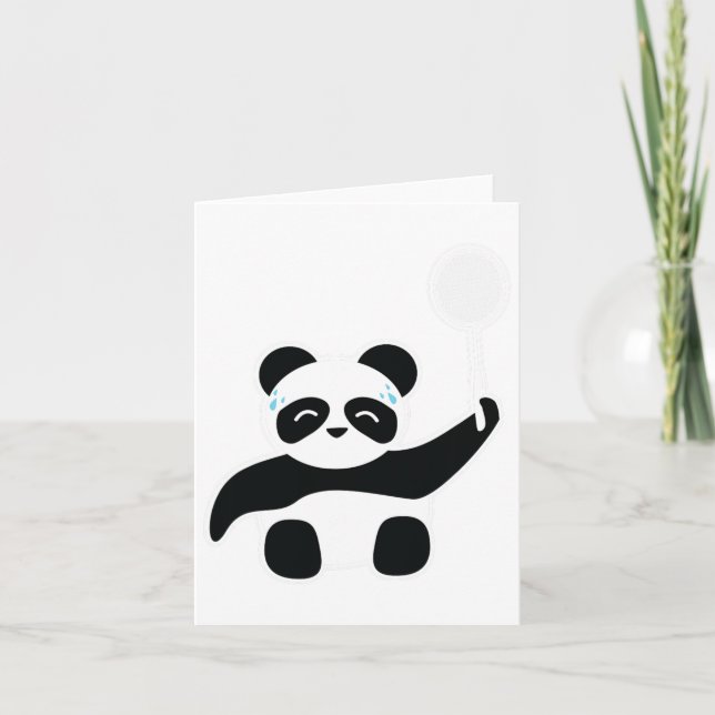 Badminton Panda Getting Sweaty  Card (Front)
