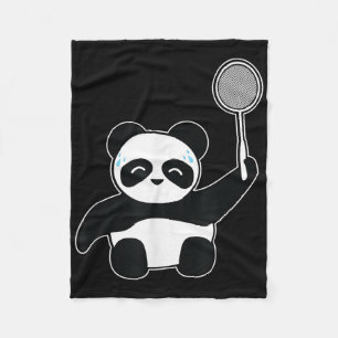 Badminton Panda Getting Sweaty Fleece Blanket