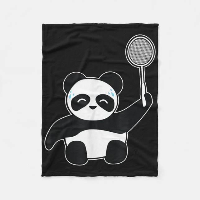 Badminton Panda Getting Sweaty  Fleece Blanket (Front)