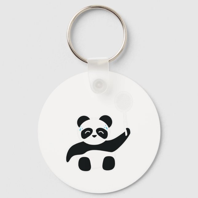 Badminton Panda Getting Sweaty  Key Ring (Front)
