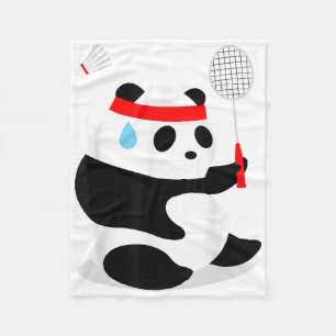 Badminton Panda Getting Sweaty Missed Fleece Blanket