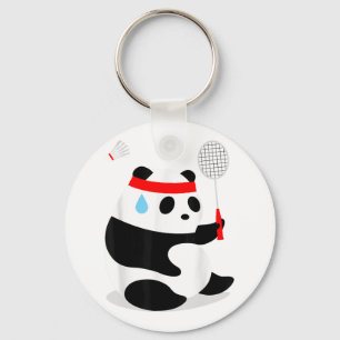 Badminton Panda Getting Sweaty Missed Key Ring