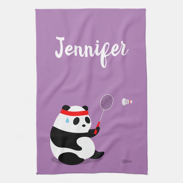 Badminton Panda Getting Sweaty Sports Towel (Vertical)