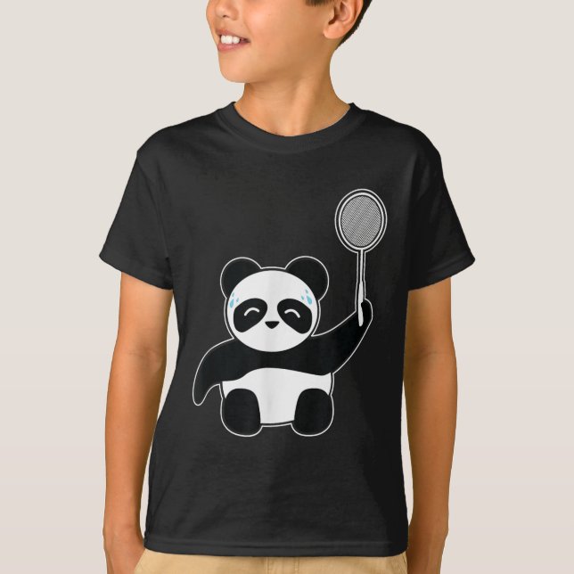 Badminton Panda Getting Sweaty  T-Shirt (Front)