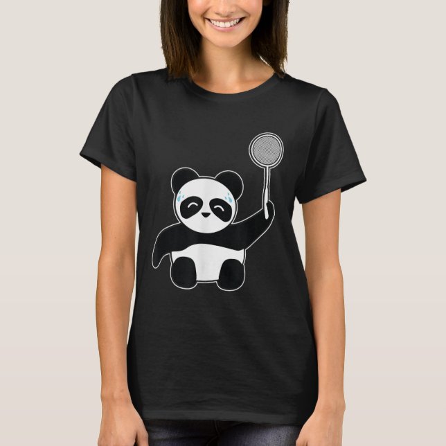 Badminton Panda Getting Sweaty  T-Shirt (Front)