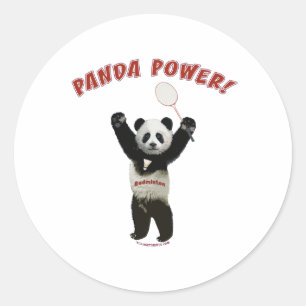 Badminton Panda Power Classic Round Sticker