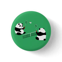 Badminton Pandas Button / Pin / Badge
