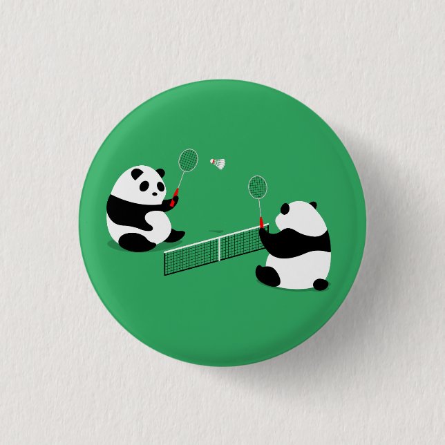 Badminton Pandas Button / Pin / Badge (Front)