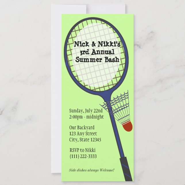 Badminton Party / Picnic Invitation (Front)