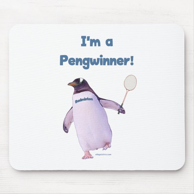 Badminton Penguin Mouse Mat (Front)