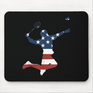 Badminton Player American Flag Apparel Badminton P Mouse Mat