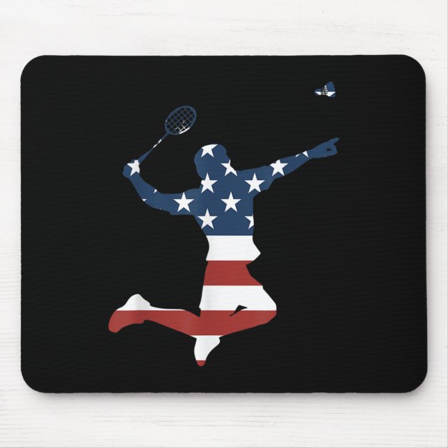Badminton Player American Flag Apparel Badminton P Mouse Mat (Front)