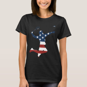 Badminton Player American Flag Apparel Badminton P T-Shirt