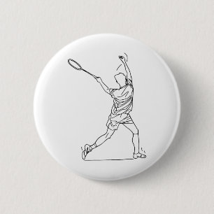 Badminton Player Drawing Shuttle Game For Boys  6 Cm Round Badge