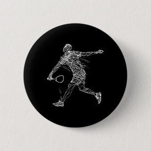 Badminton Player Drawing Shuttle Game For Boys  6 Cm Round Badge