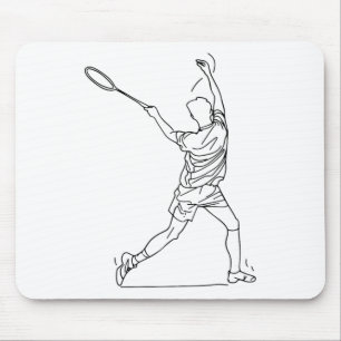 Badminton Player Drawing Shuttle Game For Boys Mouse Mat